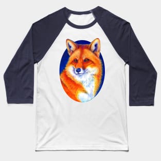 Vibrant Flame Colorful Red Fox Baseball T-Shirt